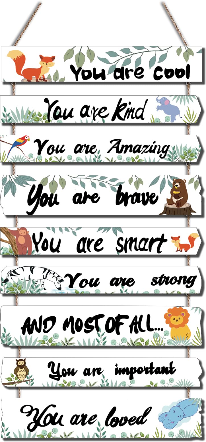 JEVUVU Woodland Nursery Room Decor for Baby Bedroom - Jungle Safari Animal Theme Wall Decor for Toddler Boy or Girl - Colorful Elephant Giraffe Lion Forest Wall Art Decorations - Image 1